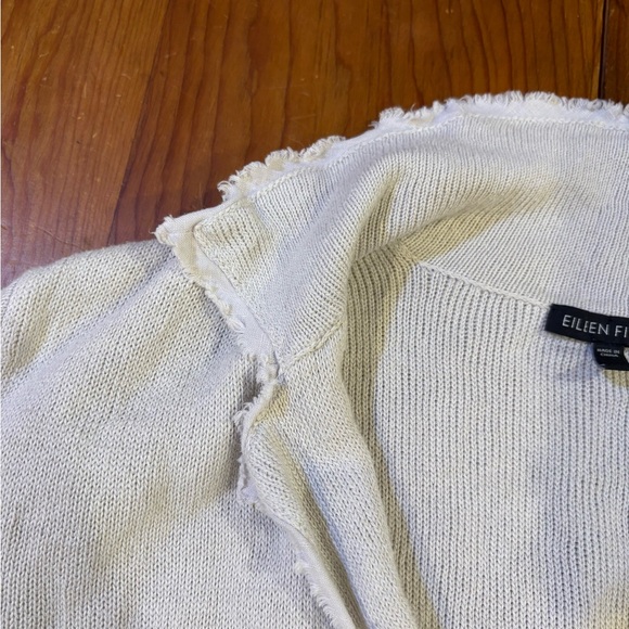 Eileen Fisher Women linen blend cardigan Button Collared Size Large Beige - Picture 3 of 9